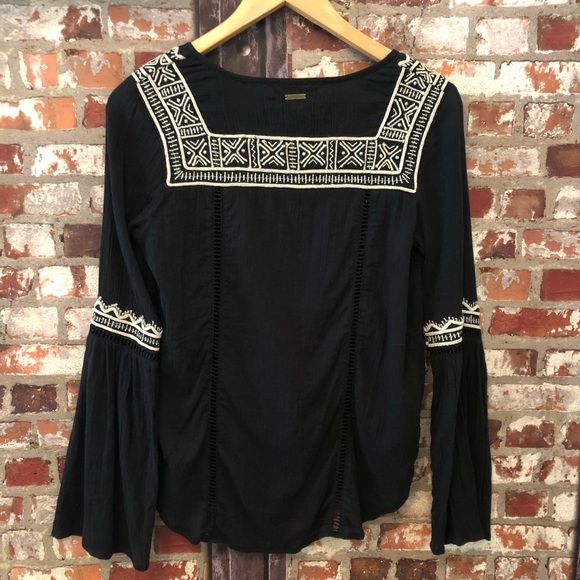 Billabong Boho Hippie Blouse w/ Bell Sleeves - Picture 7 of 8